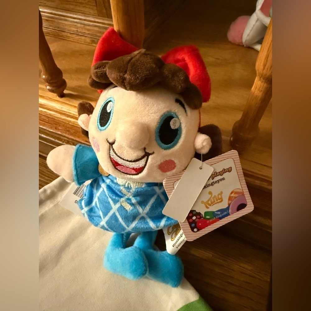 Red and Blue Stuffed Animal Plush Toy